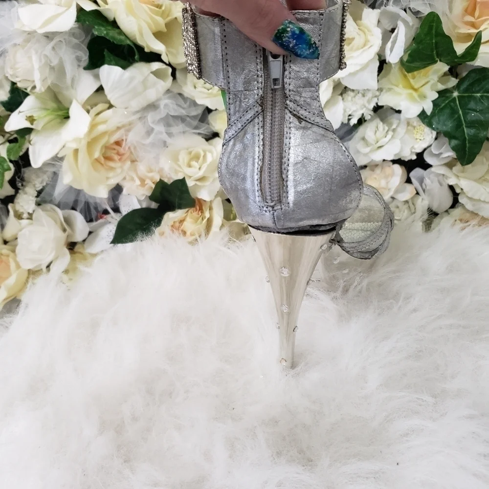 Silver Rhinestone Platform Heels - Picture 5 of 6